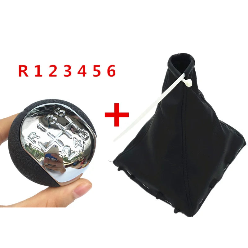 5/6 Speed Chrome Gear Shift Knob Lever Pen Gaiter Boot Cover For Opel Vectra C 2002 2003 2004 2005