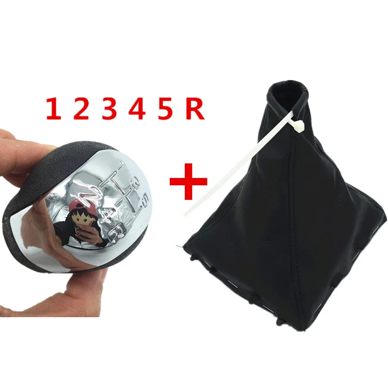 5/6 Speed Chrome Gear Shift Knob Lever Pen Gaiter Boot Cover For Opel Vectra C 2002 2003 2004 2005