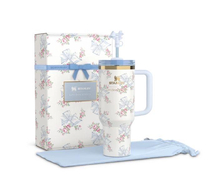 Stanley x LoveShackFancy Quencher Tumbler Gift Box - Happy Thoughts Blue (40oz)