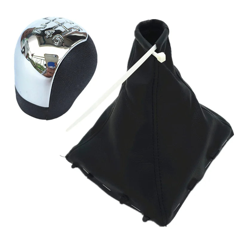 5/6 Speed Chrome Gear Shift Knob Lever Pen Gaiter Boot Cover For Opel Vectra C 2002 2003 2004 2005