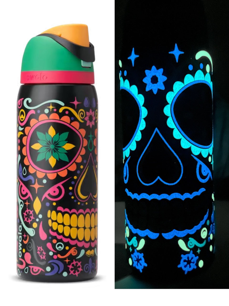 Owala FreeSip Insulated Bottle - Sugar Skull Día de los Muertos Glow (32oz)