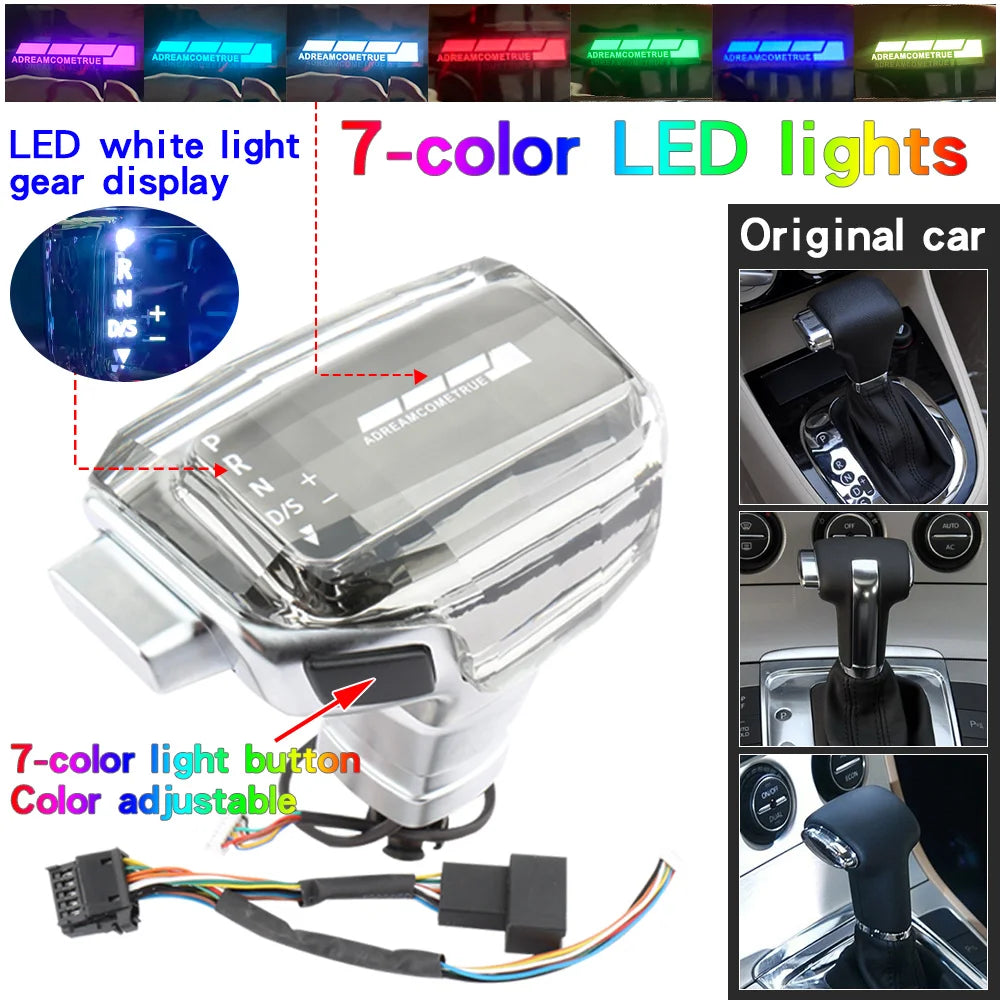 For Volkswagen VW Passat B6 CC polo touran Tiguan mk2 Golf 6 7 Jetta MK5 Sagitar Led Colorful Crystal Handle Gear