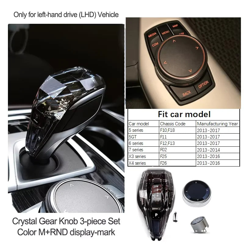 Crystal Gear Shift Lever Knob Set For BMW 5 Series G30 G32 G01 G08 7 Series G11 G12 F10 F20 F30 F32 F25