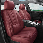 Car Seat Covers Full Set Burgundy Luxury Leather Car Seat Covers Waterproof and Breathable Seat Covers