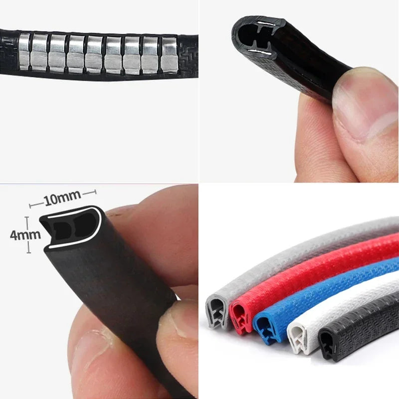 2/3/5M Car Door Anti Collision Strip with Steel Disc Bumper Trim Edge Scratch Protector Strip Sealing Guard