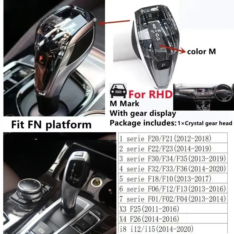 3 Piece Set Crystal Gear Shift Knob Lever Stick Handle for BMW 3 5 6 7 series x3 x5 x6 f30 g15 f01 g20 g05