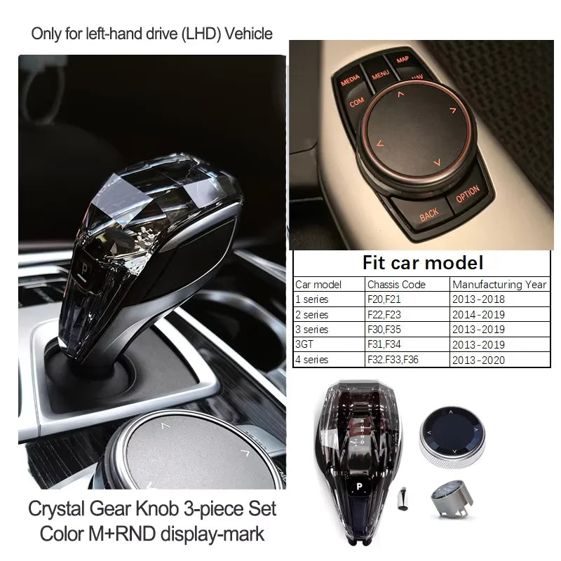 Crystal Gear Shift Lever Knob Set For BMW 5 Series G30 G32 G01 G08 7 Series G11 G12 F10 F20 F30 F32 F25