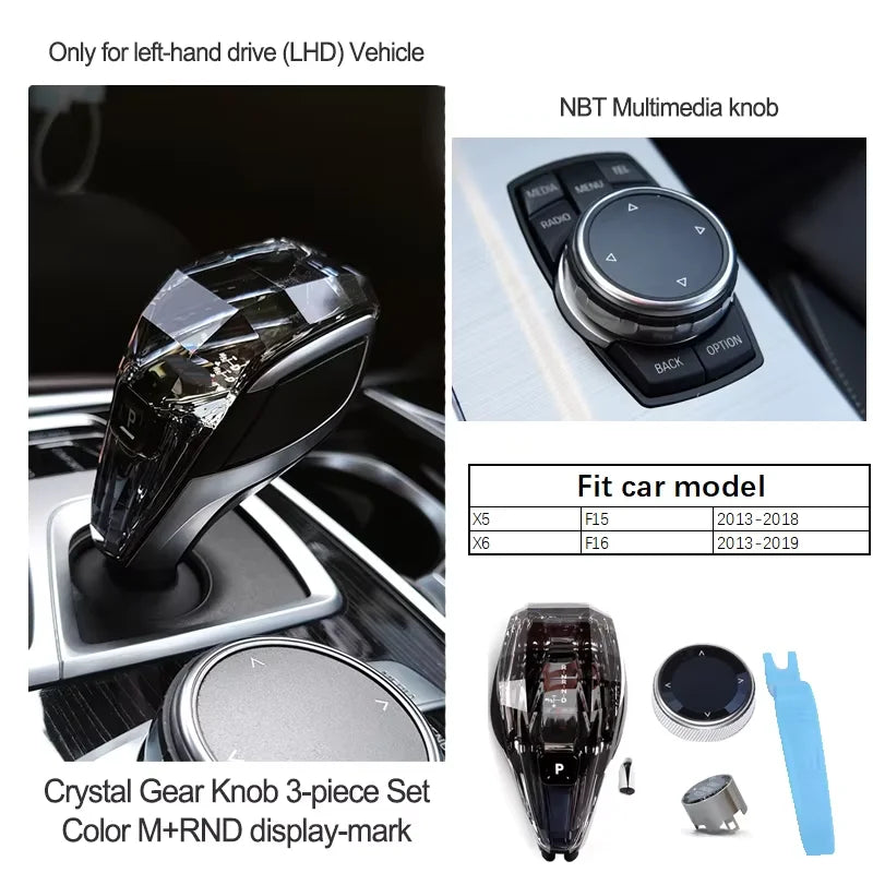Crystal Gear Shift Lever Knob Set For BMW 5 Series G30 G32 G01 G08 7 Series G11 G12 F10 F20 F30 F32 F25