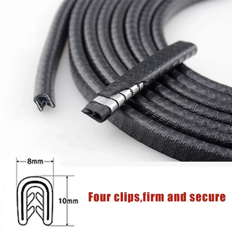 2/3/5M Car Door Anti Collision Strip with Steel Disc Bumper Trim Edge Scratch Protector Strip Sealing Guard