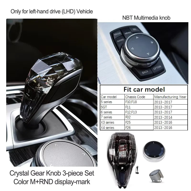 Crystal Gear Shift Lever Knob Set For BMW 5 Series G30 G32 G01 G08 7 Series G11 G12 F10 F20 F30 F32 F25