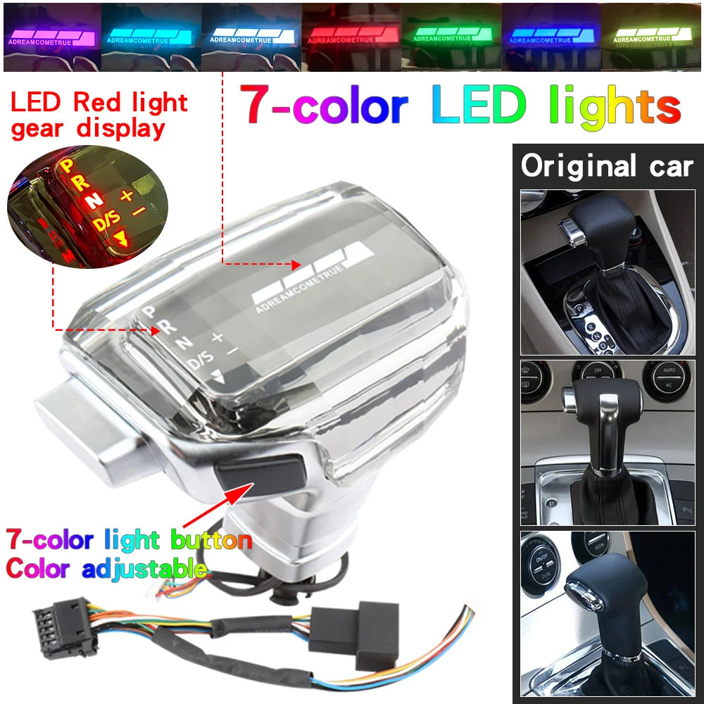 For Volkswagen VW Passat B6 CC polo touran Tiguan mk2 Golf 6 7 Jetta MK5 Sagitar Led Colorful Crystal Handle Gear