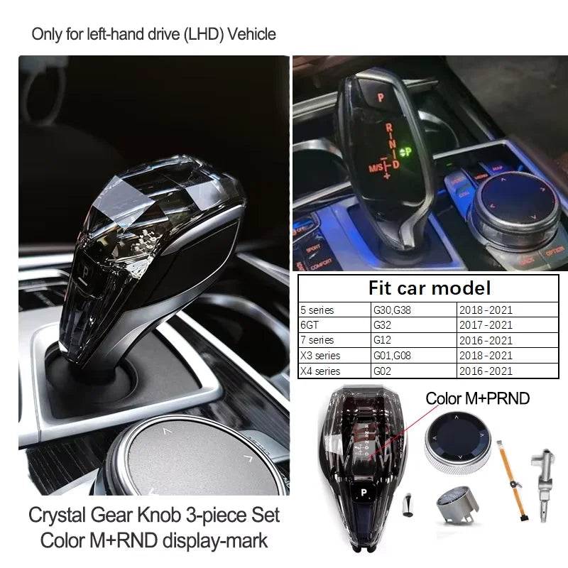 Crystal Gear Shift Lever Knob Set For BMW 5 Series G30 G32 G01 G08 7 Series G11 G12 F10 F20 F30 F32 F25