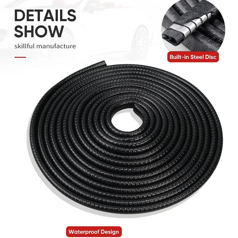 2/3/5M Car Door Anti Collision Strip with Steel Disc Bumper Trim Edge Scratch Protector Strip Sealing Guard