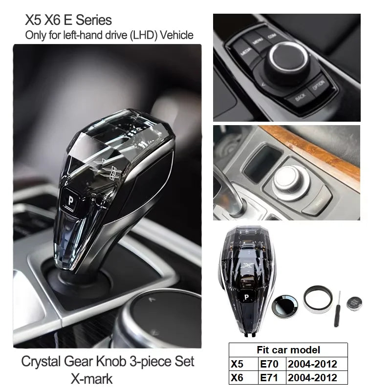 Crystal Gear Shift Lever Knob Set For BMW 5 Series G30 G32 G01 G08 7 Series G11 G12 F10 F20 F30 F32 F25