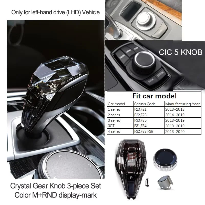 Crystal Gear Shift Lever Knob Set For BMW 5 Series G30 G32 G01 G08 7 Series G11 G12 F10 F20 F30 F32 F25