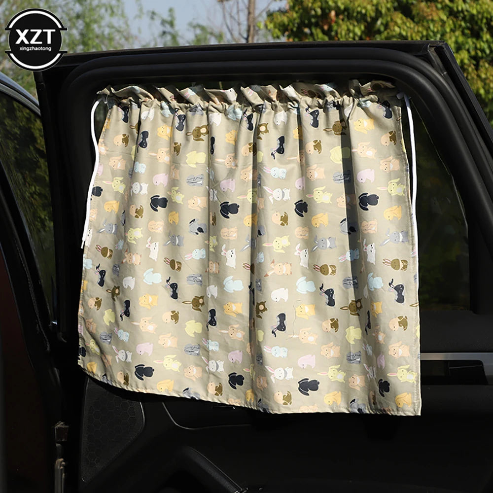 Suction Cup Curtain In The Car Window Sunshade Cover Cartoon Universal Side Window Sunshade UV Protection