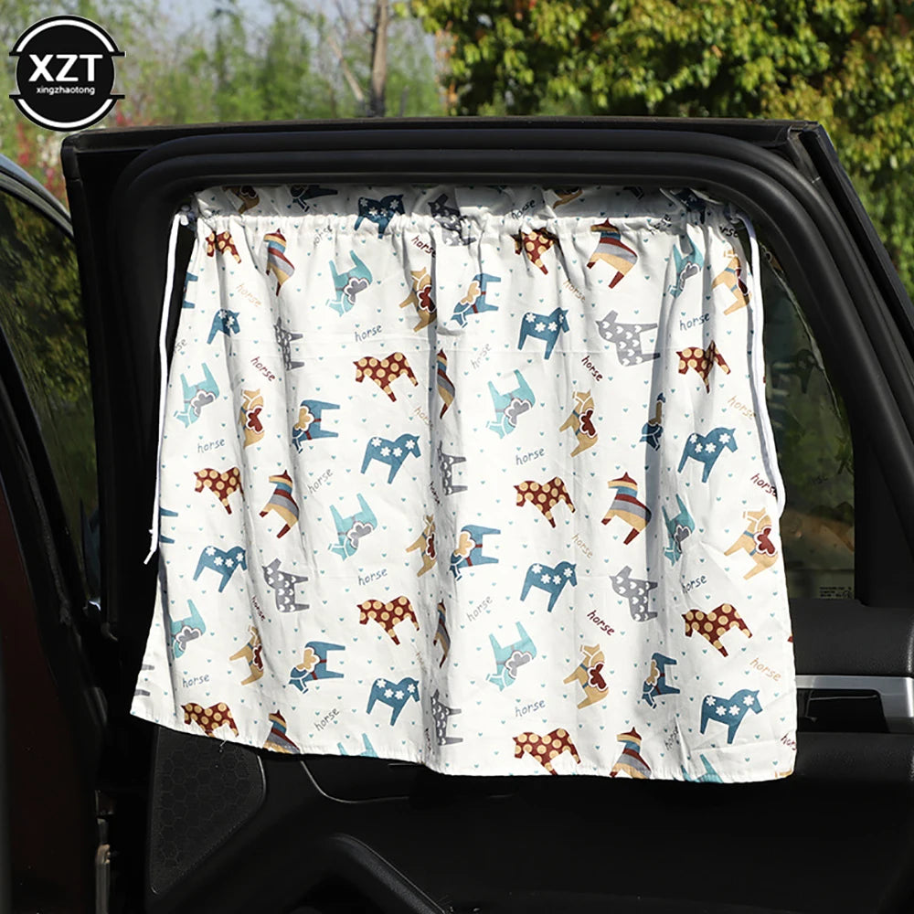 Suction Cup Curtain In The Car Window Sunshade Cover Cartoon Universal Side Window Sunshade UV Protection