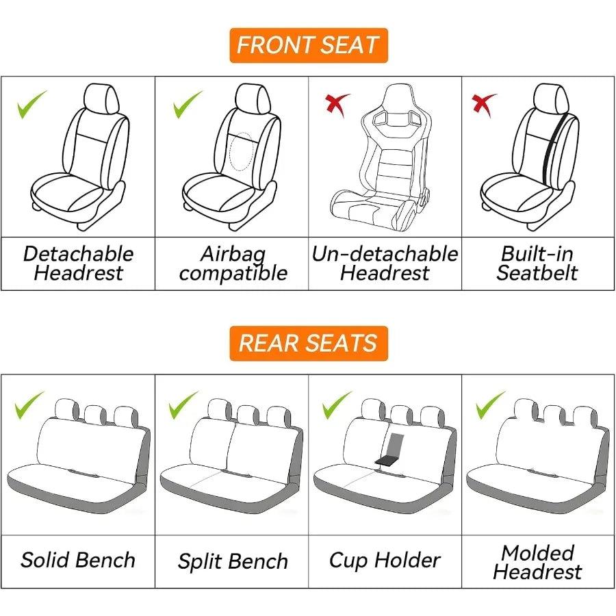 Car Seat Covers Full Set Burgundy Luxury Leather Car Seat Covers Waterproof and Breathable Seat Covers