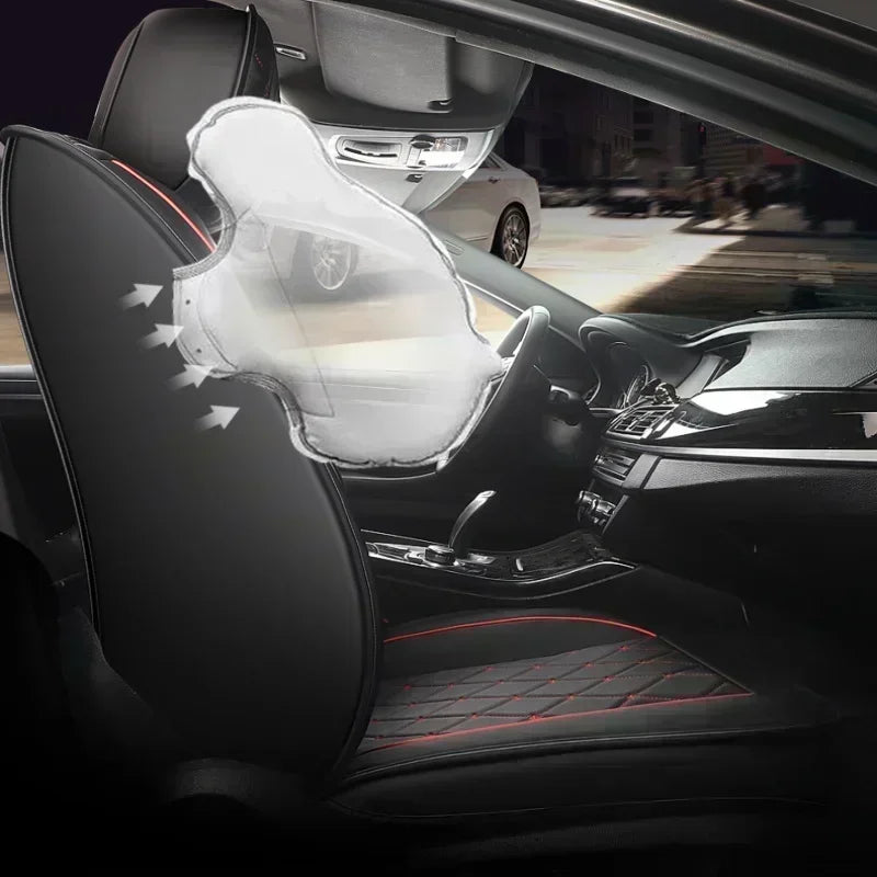 For Huidasource Dodge Ram Seat Covers, Front & Rear Pickup Truck Leather Seat Cover Fit for 2009-2018 1500