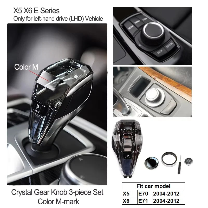 Crystal Gear Shift Lever Knob Set For BMW 5 Series G30 G32 G01 G08 7 Series G11 G12 F10 F20 F30 F32 F25