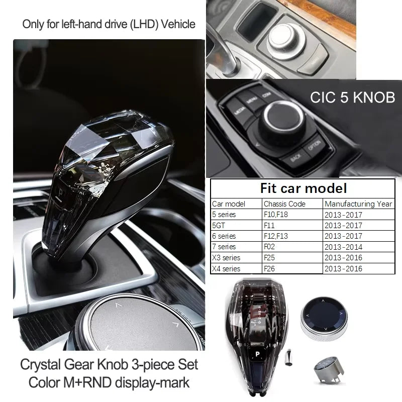 Crystal Gear Shift Lever Knob Set For BMW 5 Series G30 G32 G01 G08 7 Series G11 G12 F10 F20 F30 F32 F25