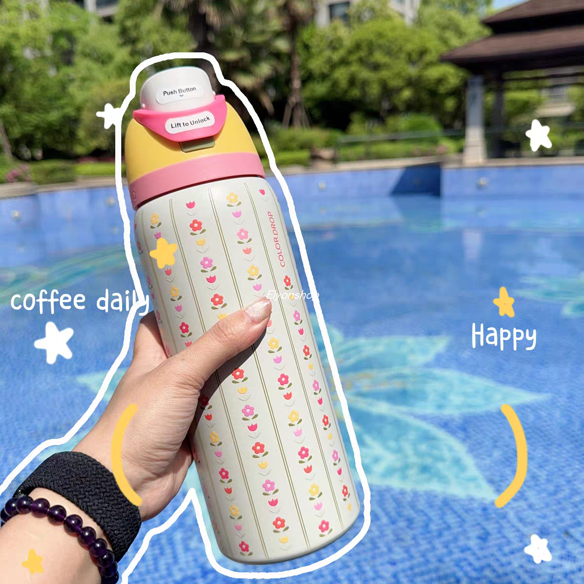 Owala FreeSip Insulated Bottle - Dainty Floral Blossom (32oz)