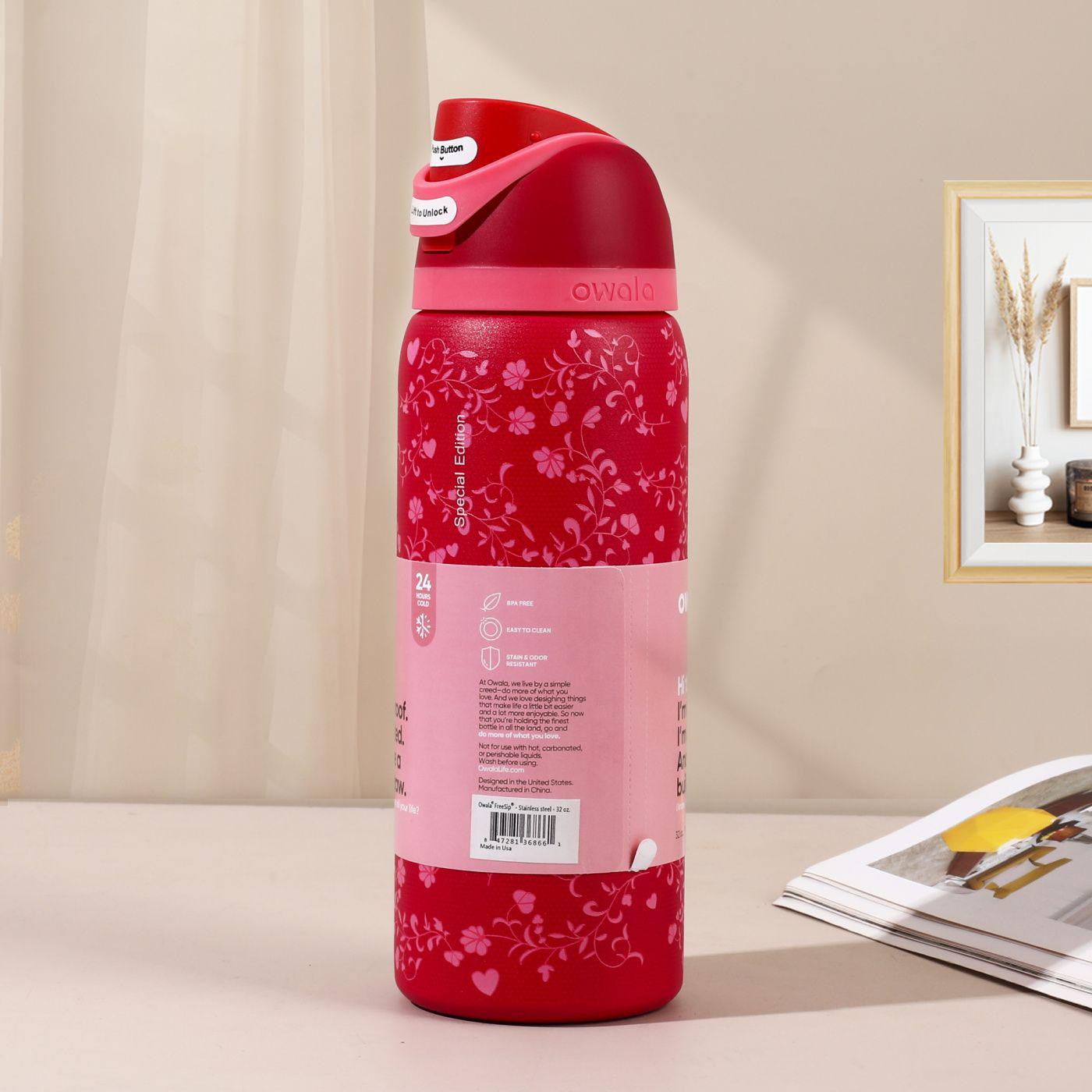 Owala FreeSip Insulated Bottle - Holiday Poinsettia Metallic Red (32oz)