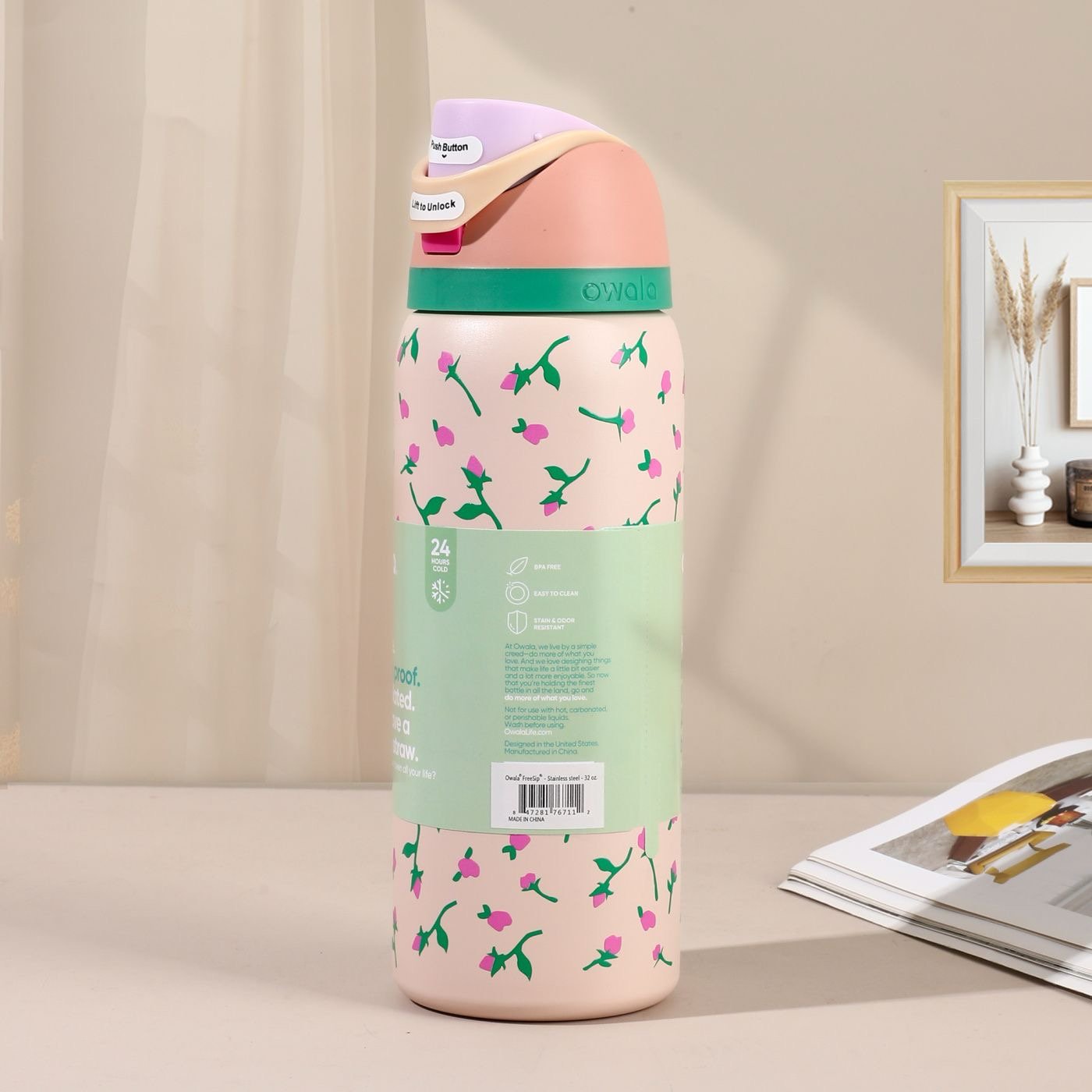 Owala FreeSip Insulated Bottle - Sakura Cherry Blossom (32oz)