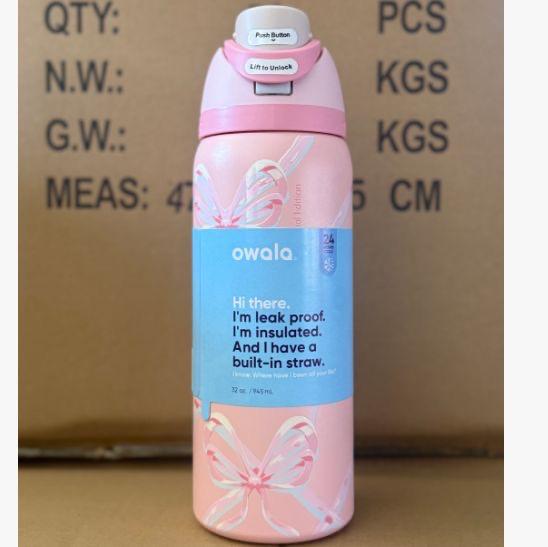 Owala FreeSip Insulated Bottle - Tied & True Pink Bows (32oz)